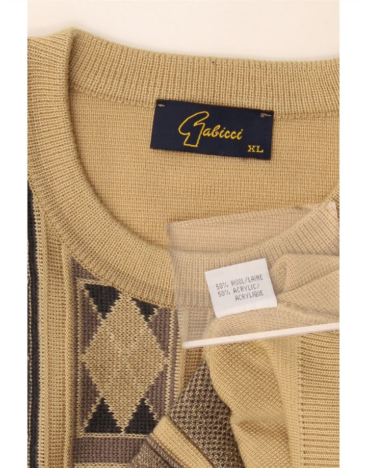 Maglione maglione girocollo da uomo GABICCI XL Beige Argyle/Diamond Wool
