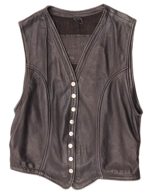 Mauritius Womens Leather Waistcoat UK 14 Large Black Leather
