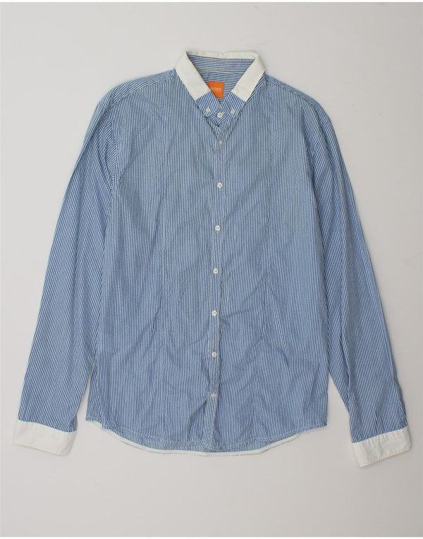 Camicia slim fit da uomo Hugo Boss, cotone a righe grandi blu