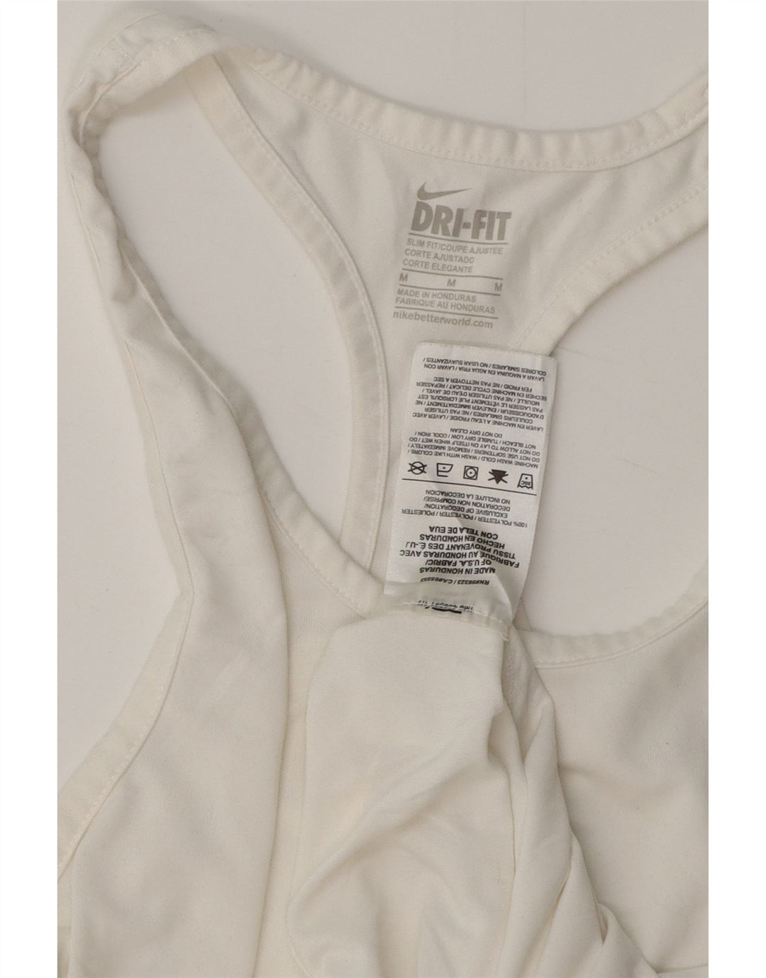 Canotta NIKE Dri Fit Slim Fit da donna UK 12 poliestere bianco medio