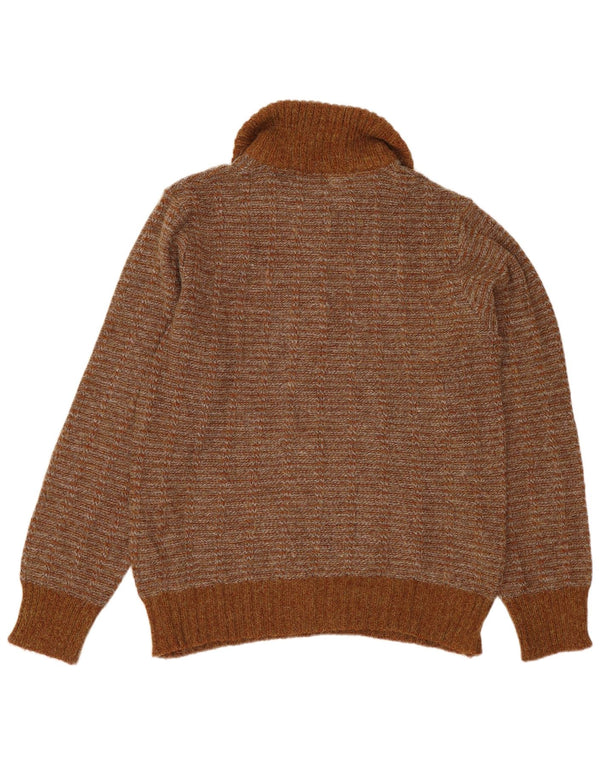 Maglione maglione collo alto da uomo VINTAGE IT 50 Acrilico a righe marrone medio