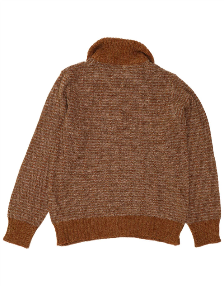 Maglione maglione collo alto da uomo VINTAGE IT 50 Acrilico a righe marrone medio
