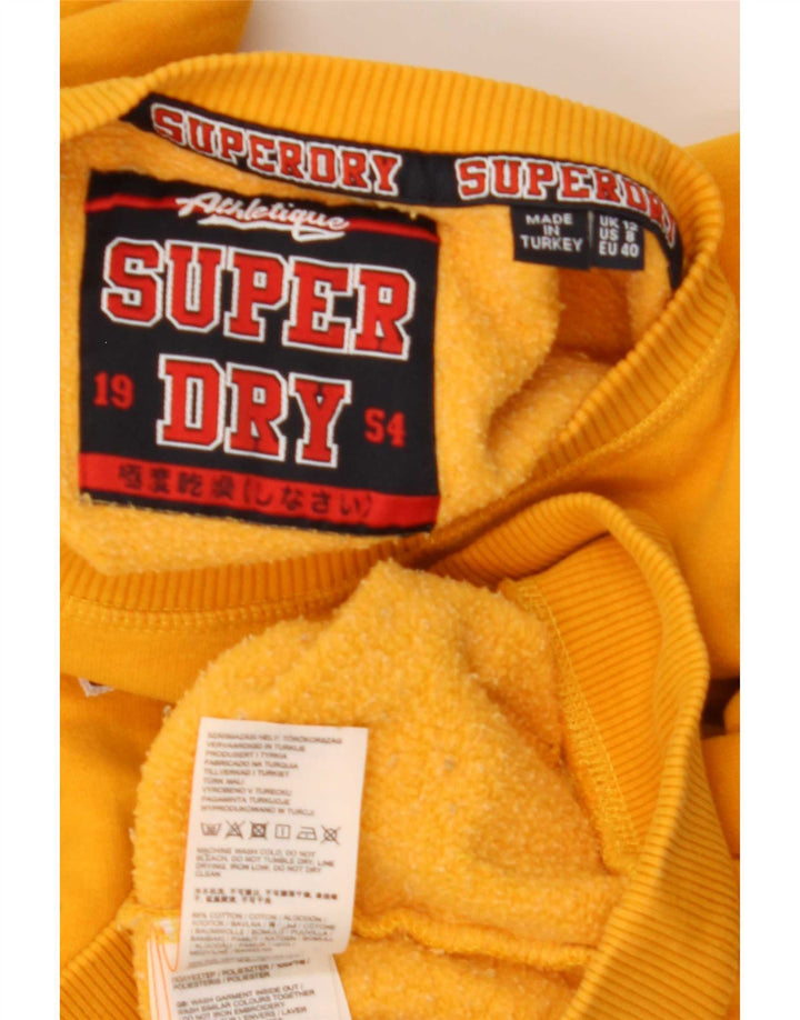Felpa oversize con grafica da donna Superdry, maglione UK 12, colore giallo medio