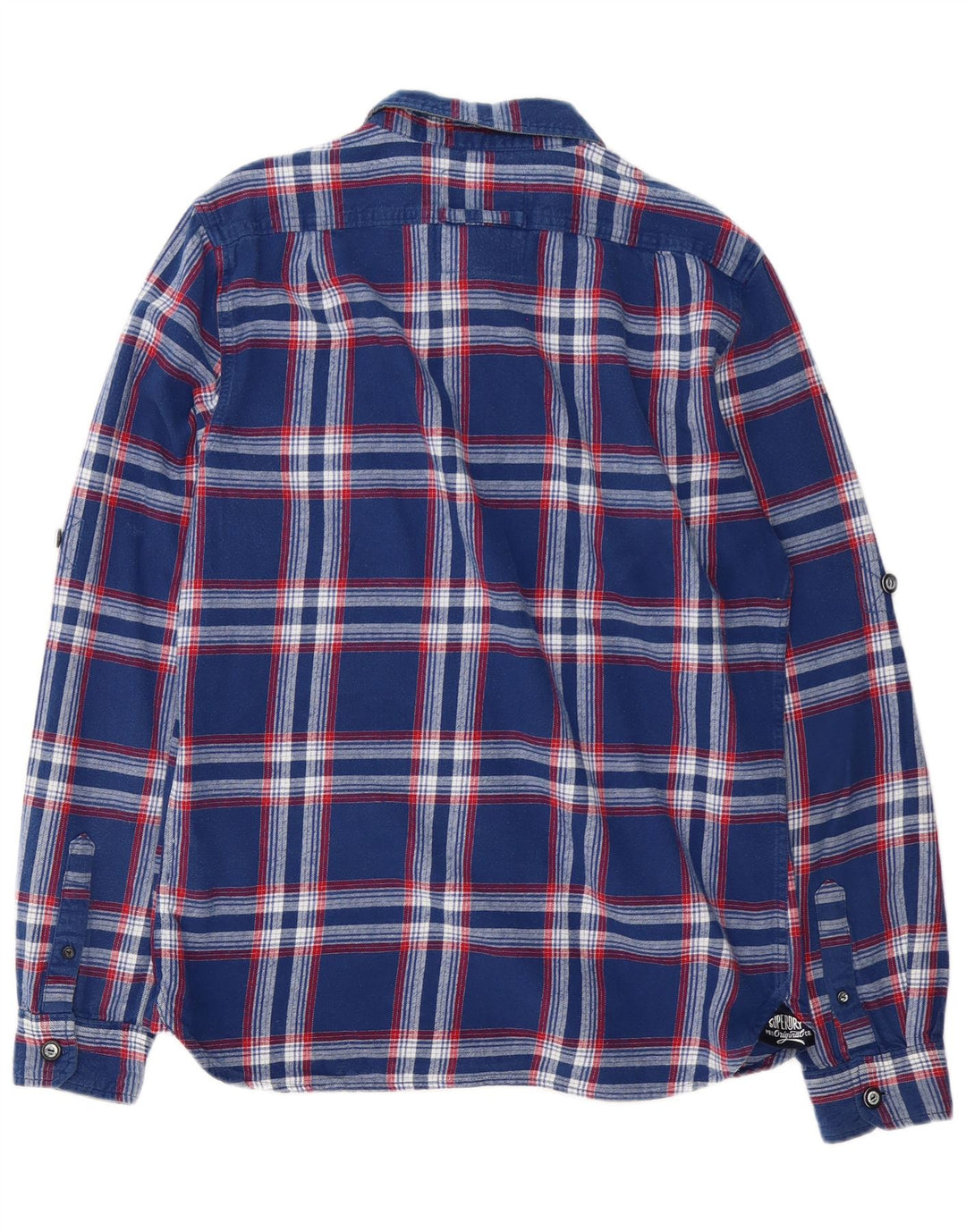 Camicia da uomo in flanella Superdry, cotone a quadri blu navy grande