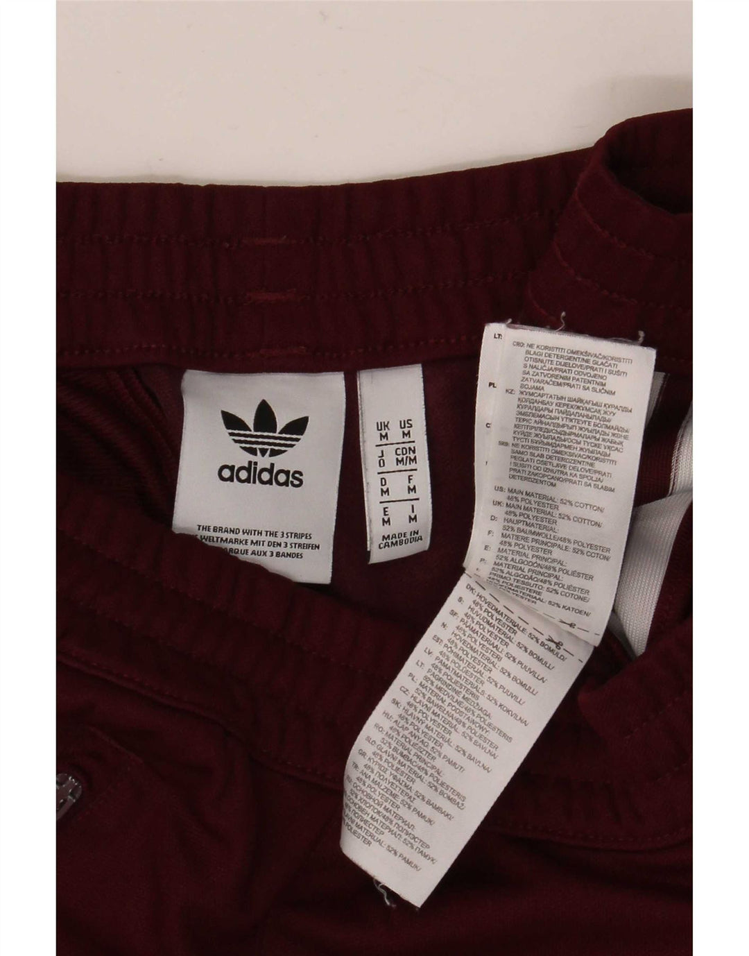 Pantaloni da tuta Adidas da uomo in cotone bordeaux medio