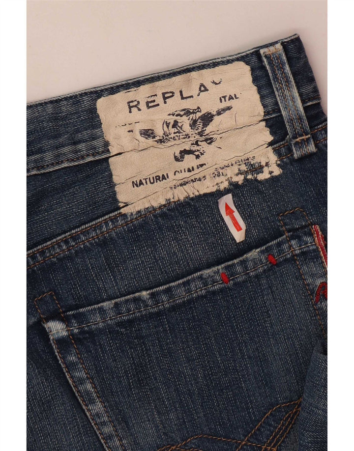 Replay Jeans slim invecchiati da uomo W34 L34 in cotone blu