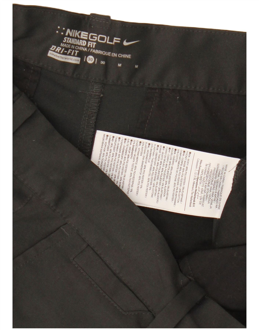 Pantaloncini sportivi standard Nike Dri Fit da uomo W30 medio nero poliestere