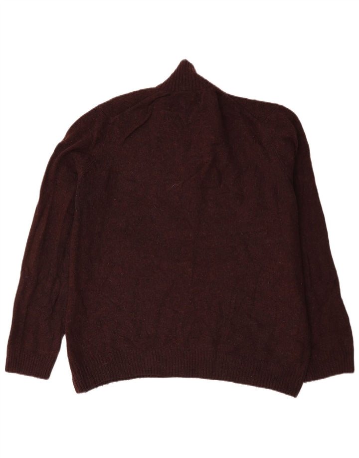 Maglione da uomo Marks & Spencer con zip e collo XL in lana d'agnello bordeaux