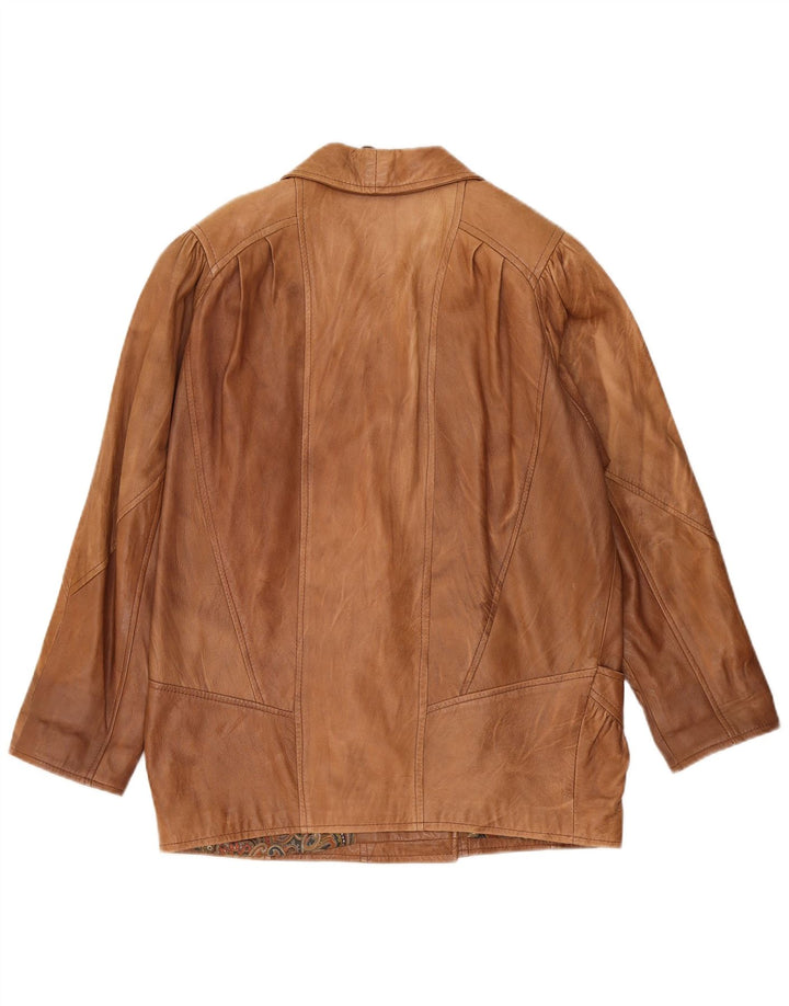 Giacca in pelle oversize da donna vintage UK 10 piccola beige