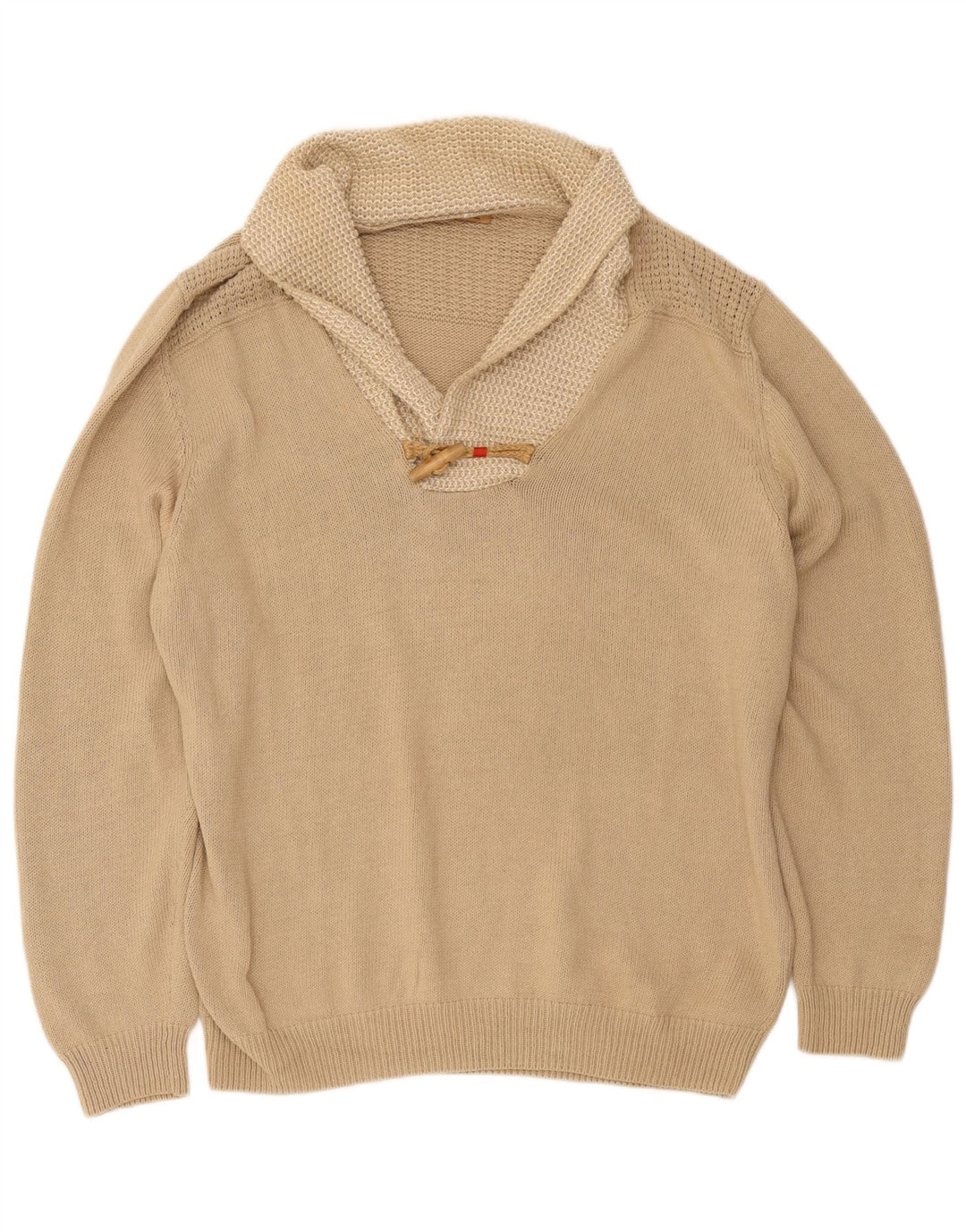 Maglione maglione da uomo con collo a scialle Massimo Dutti 2XL cotone beige