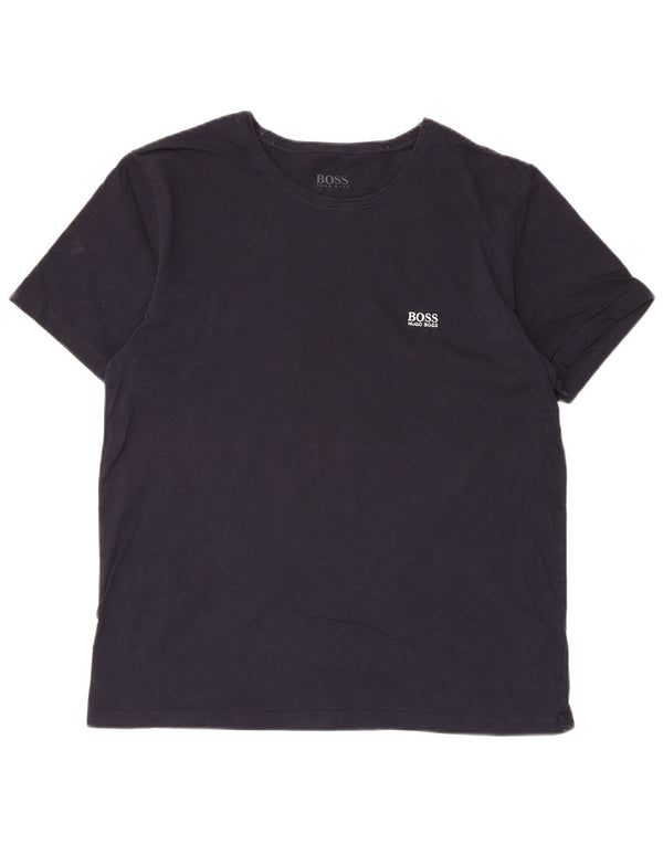 T-shirt da uomo Hugo Boss Top Large in cotone blu navy