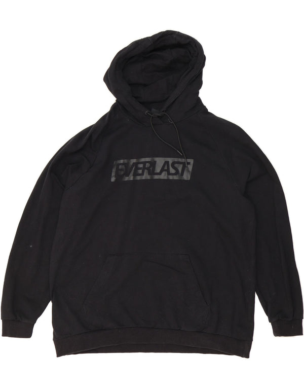 EVERLAST Womens Oversized Graphic Hoodie Jumper UK 18 XL Black Cotton