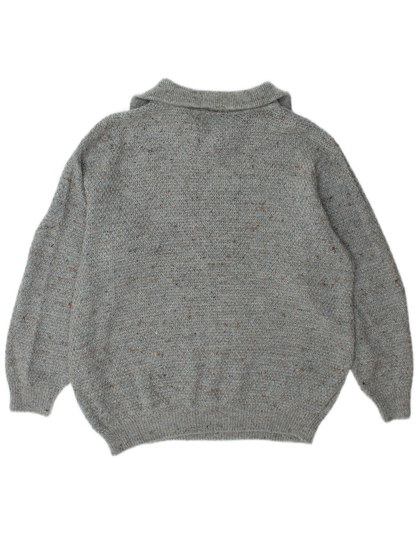 Maglione da uomo con collo con zip Umberto Rosetti UK 42/44 Grande grigio screziato