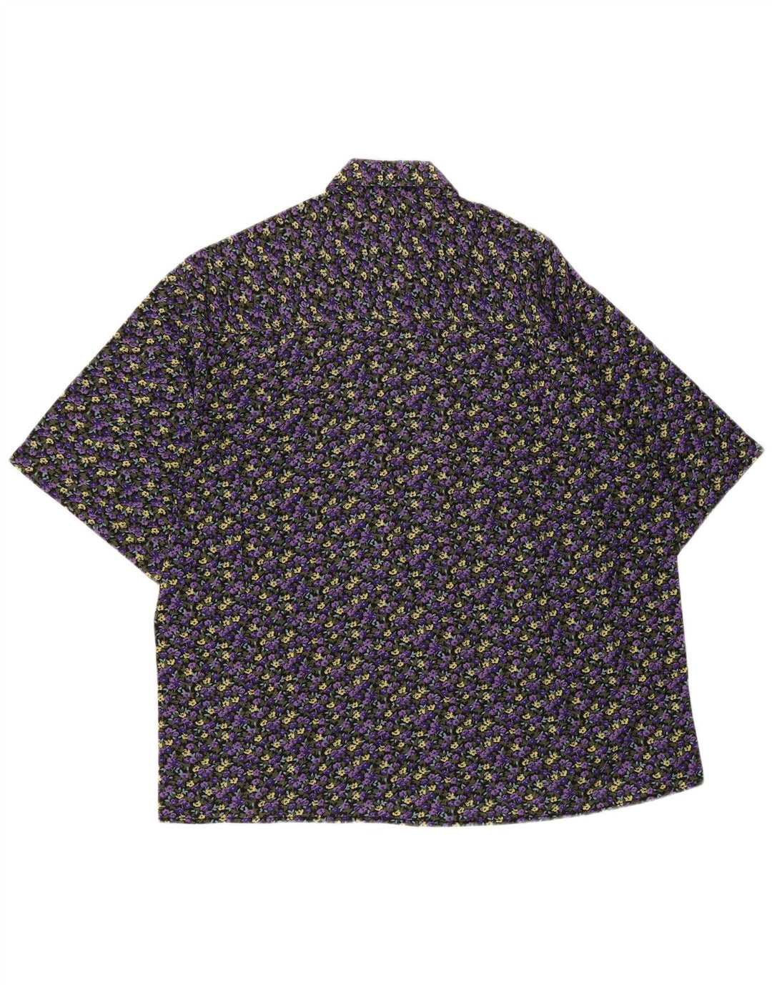 Camicia vintage da uomo a maniche corte viola medio floreale