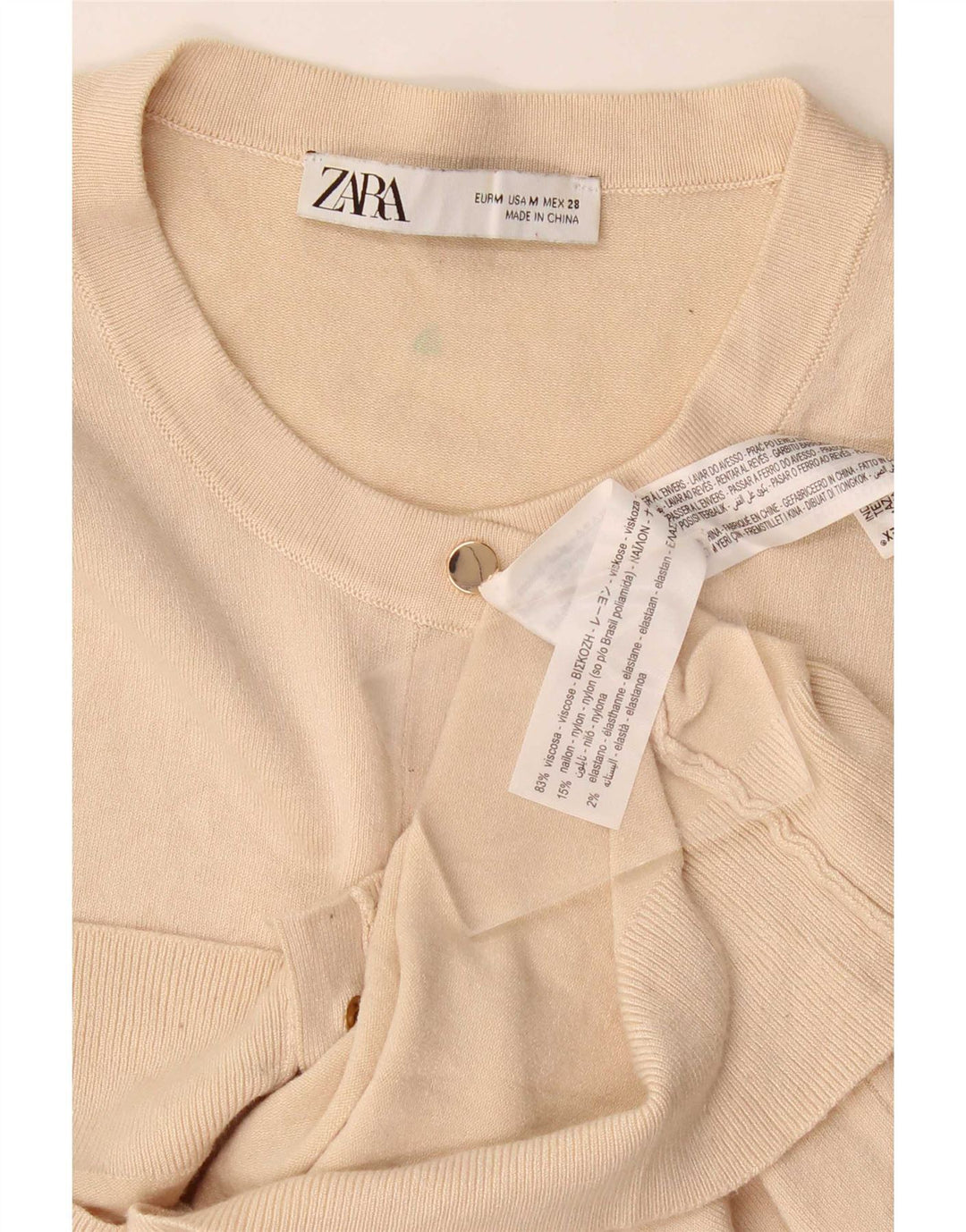 Maglione cardigan da donna Zara UK 12 Viscosa beige medio