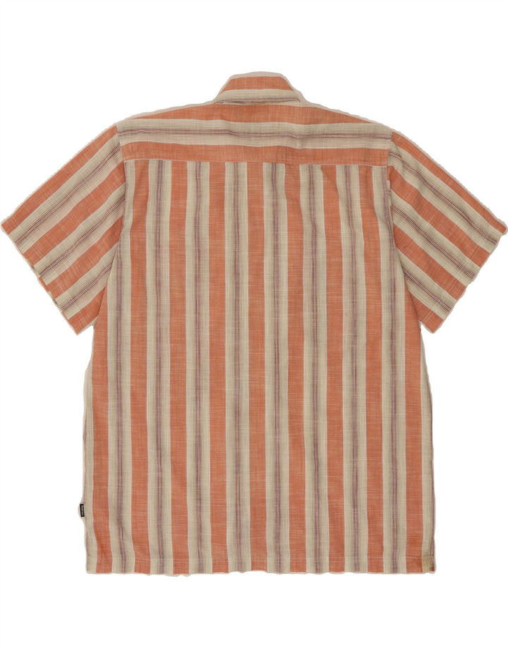 ROHAN Mens Short Sleeve Shirt Medium Orange Striped Cotton Vintage Rohan and Second-Hand Rohan from Messina Hembry 
