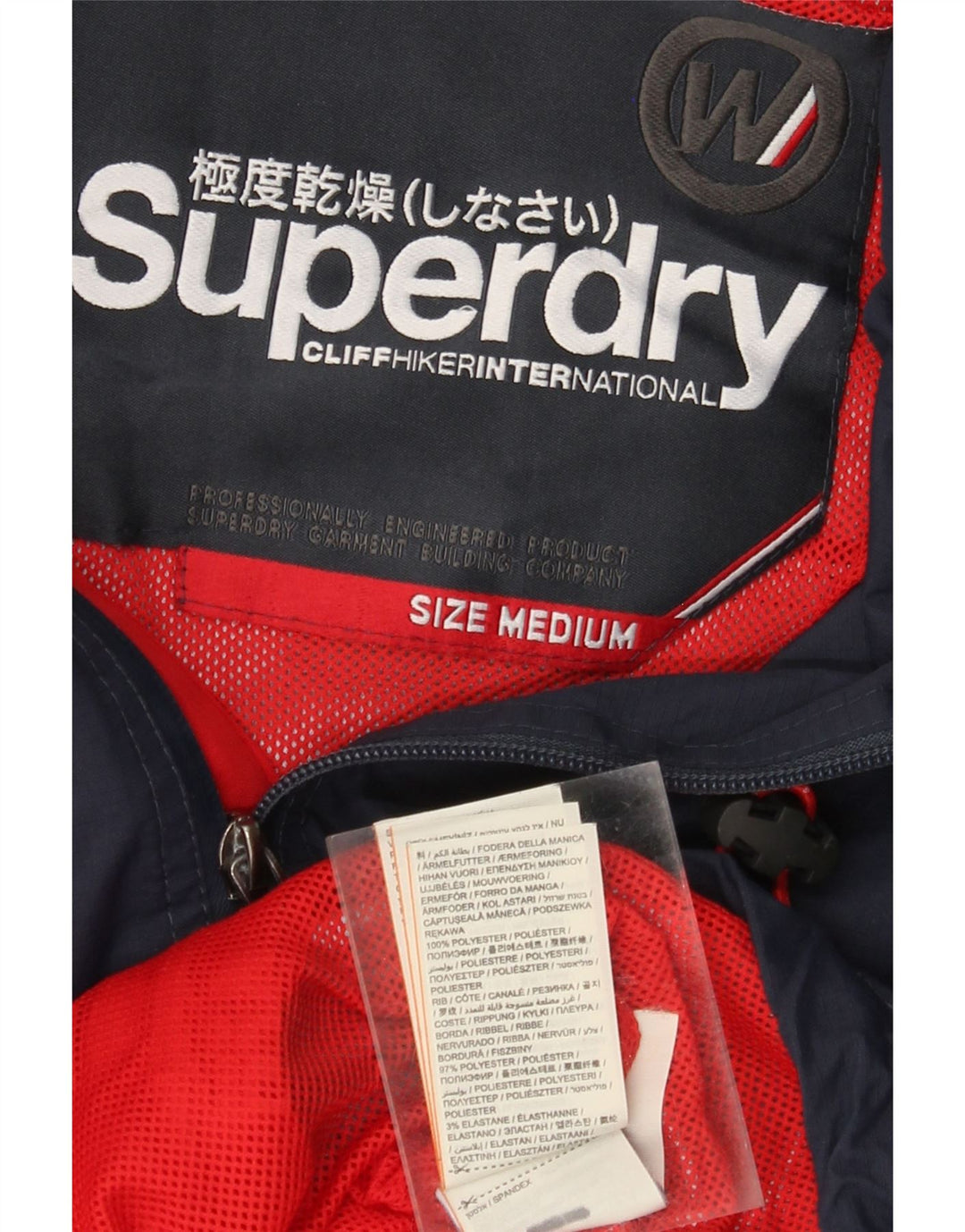 Giacca a vento con cappuccio da uomo SUPERDRY UK 38 poliestere medio blu navy