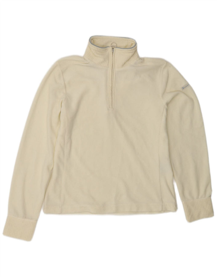 Maglione in pile da donna CHAMPION, vestibilità facile, collo con zip, UK 10, piccolo, bianco sporco