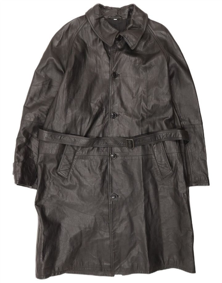 Cappotto in pelle da uomo VINTAGE IT 52 XL in pelle nera