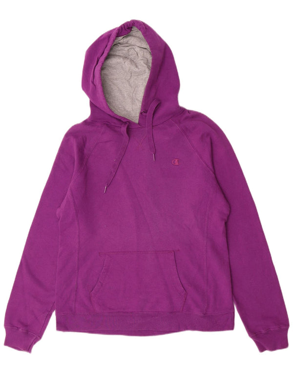 Champion Womens Hoodie Jumper UK 14 Medium Purple Cotton
