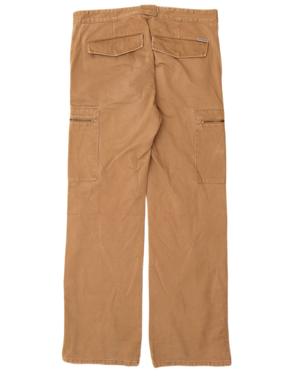 CALVIN KLEIN Mens Straight Cargo Trousers W34 L34 Beige Cotton