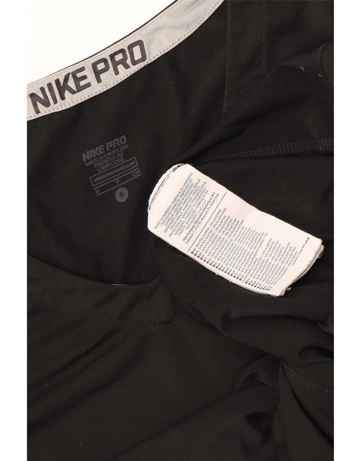 Nike Dri Fit Top da donna a manica lunga UK 8 Small Nero Poliestere