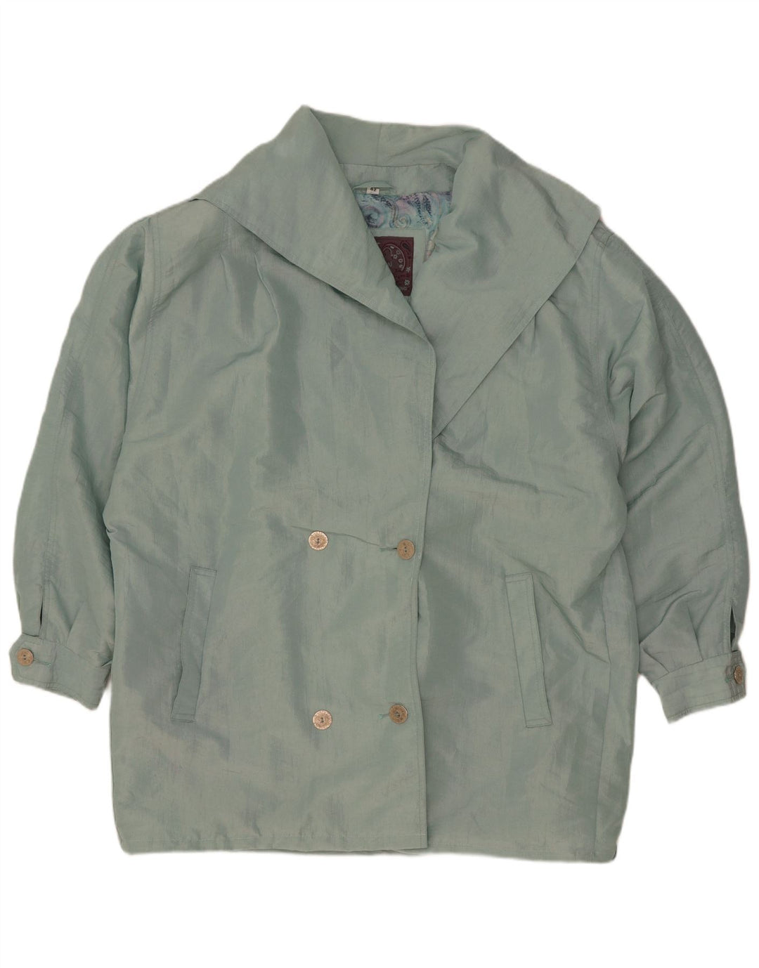 Cappotto doppiopetto oversize da donna vintage EU 42 grande nylon verde