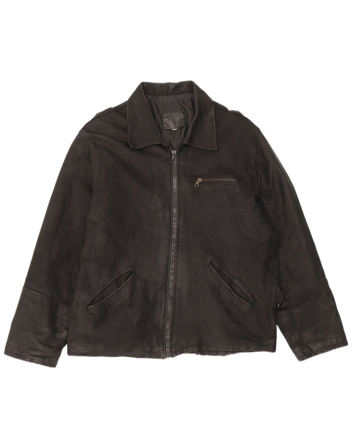 Giacca in pelle vintage da uomo UK 42 XL in pelle nera