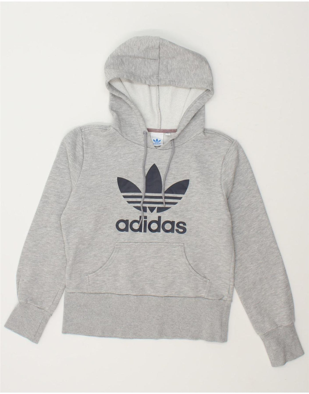 ADIDAS Womens Graphic Hoodie Jumper EU 38 Medium Grey Cotton Vintage Adidas and Second-Hand Adidas from Messina Hembry 