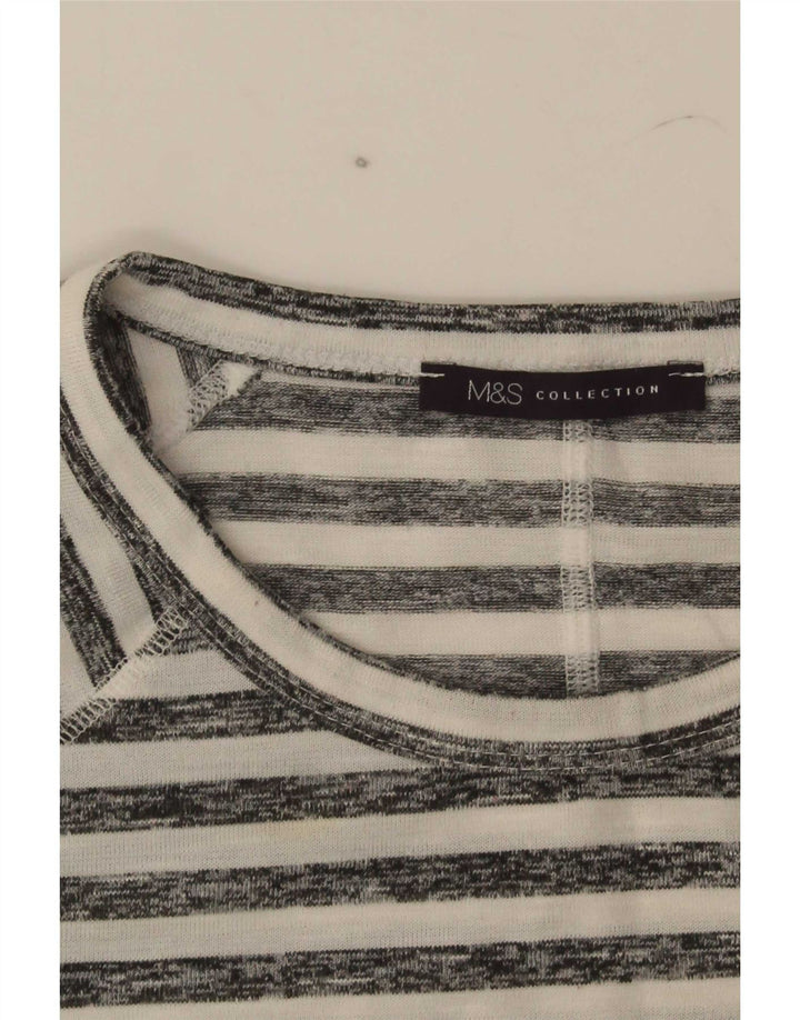 Marks & Spencer Top da donna manica 3/4 UK 16 Large White Striped