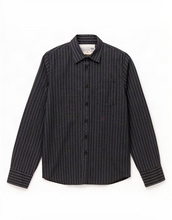 Guess Mens Shirt XL Black Pinstripe Cotton