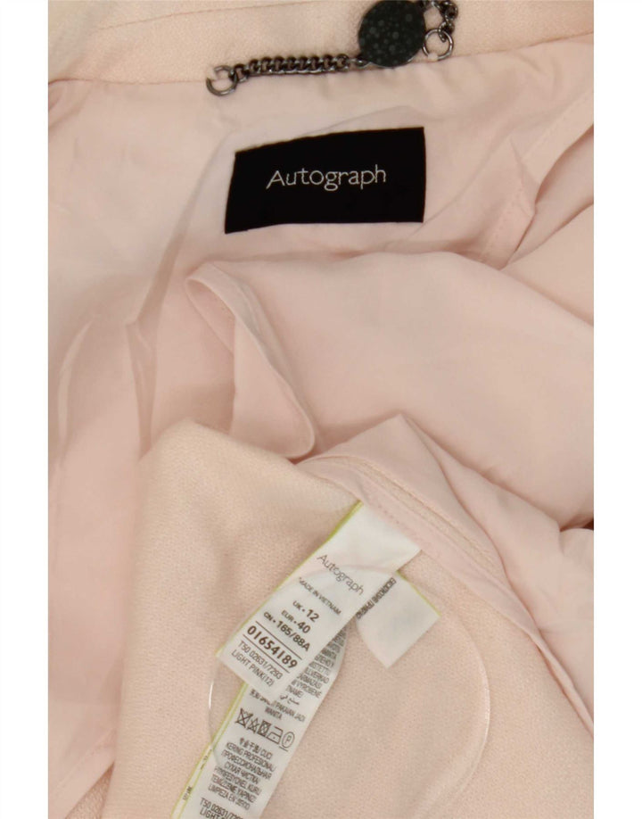 Giacca blazer autografa da donna Marks & Spencer UK 12 poliestere rosa medio