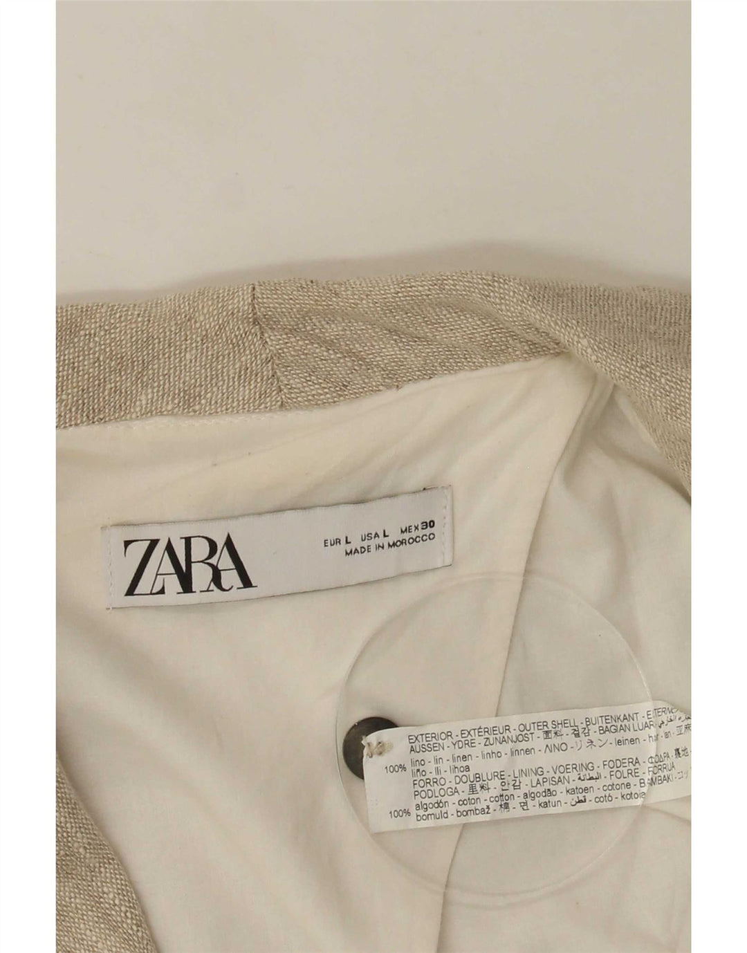 Giacca blazer doppiopetto da donna Zara UK 16 grande lino beige