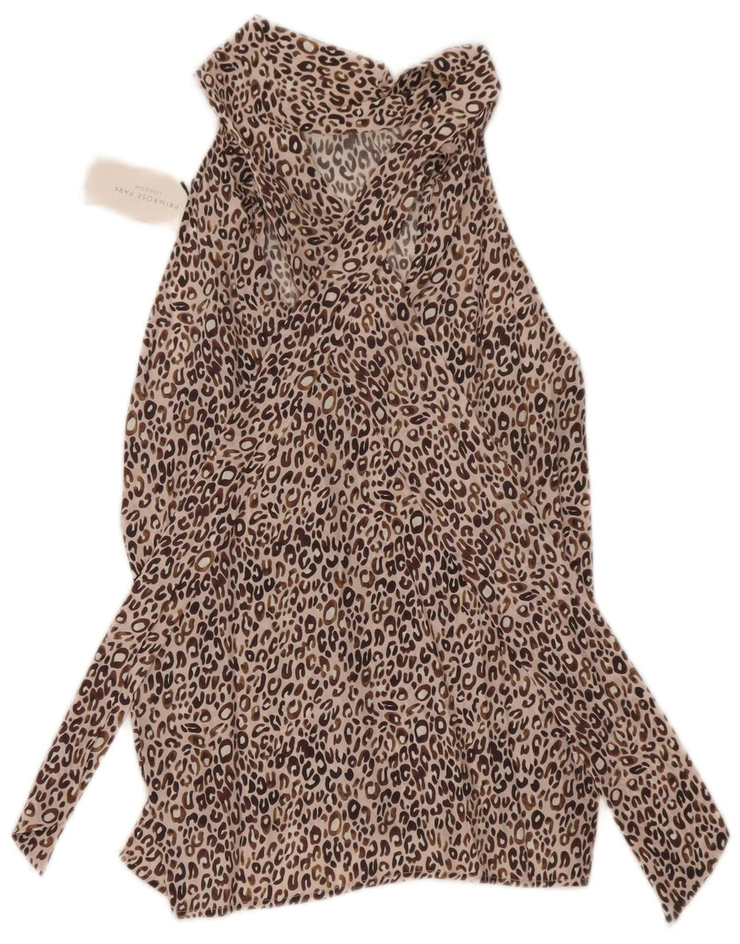 Primrose Top da donna con allacciatura sul davanti UK 12 Seta con stampa animalier marrone medio