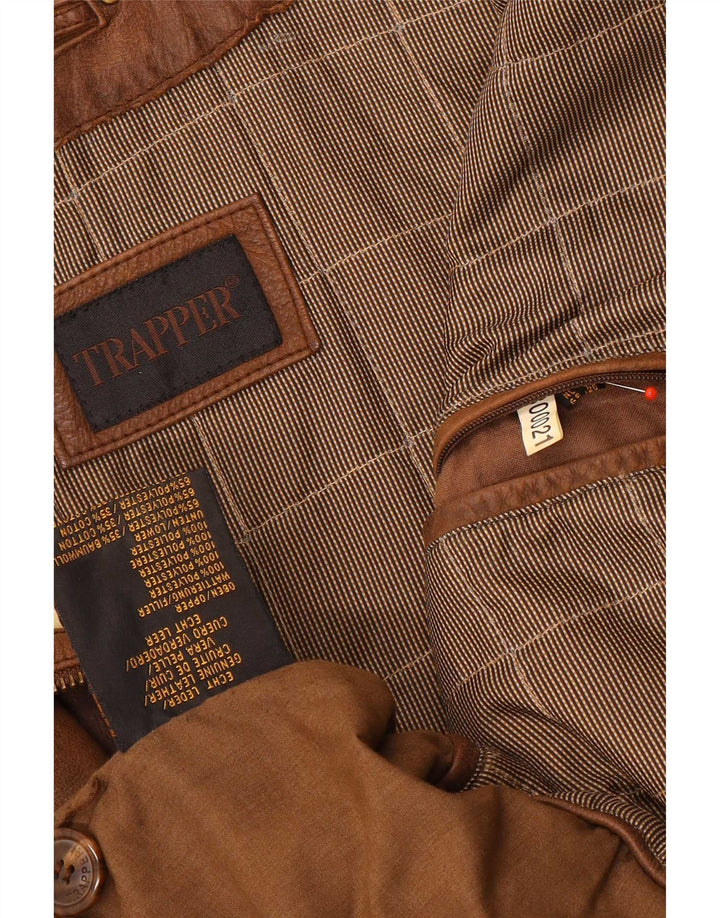 Giacca in pelle da uomo Trapper UK 50 5XL Marrone