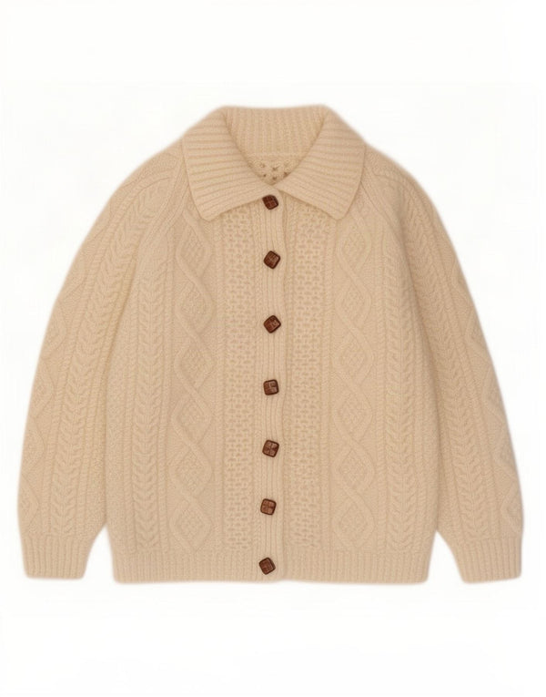 Maglione cardigan da donna vintage UK 8 piccolo beige