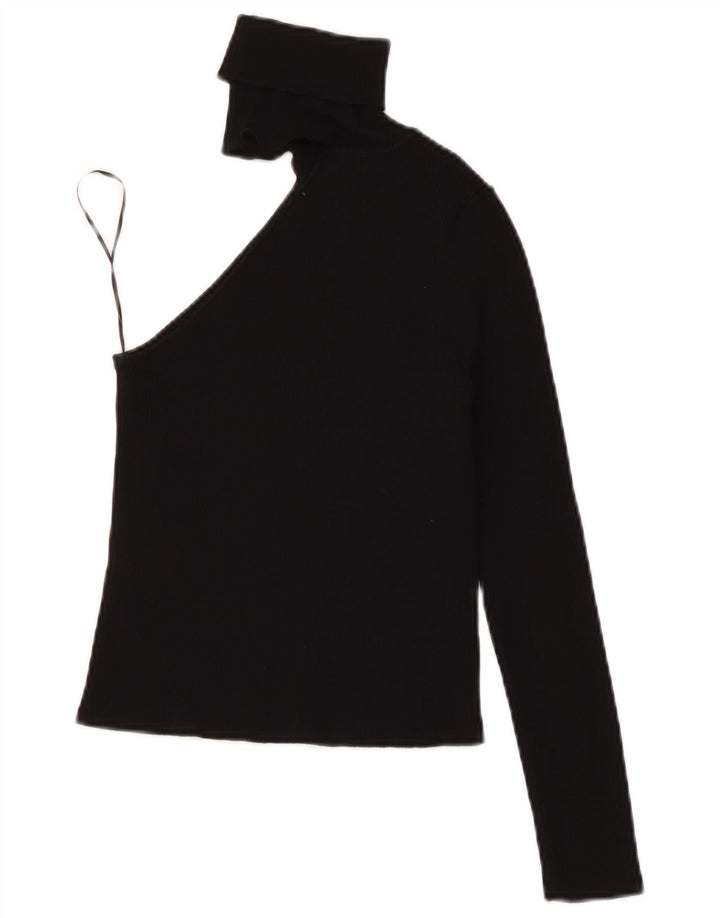 Top corto monospalla da donna Zara UK 8 piccolo in viscosa nera