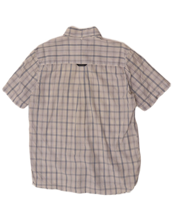 Fred Perry Mens Short Sleeve Shirt Large White Check Cotton