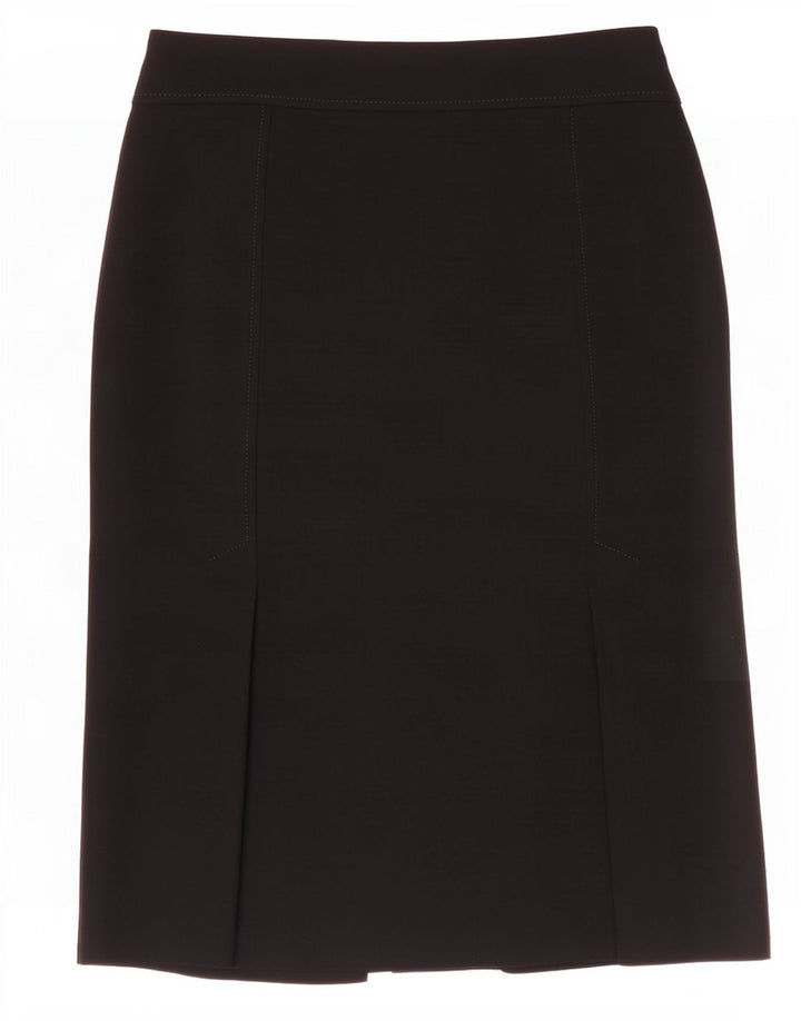 Gonna dritta da donna Marks & Spencer UK 12 media W30 poliestere nero