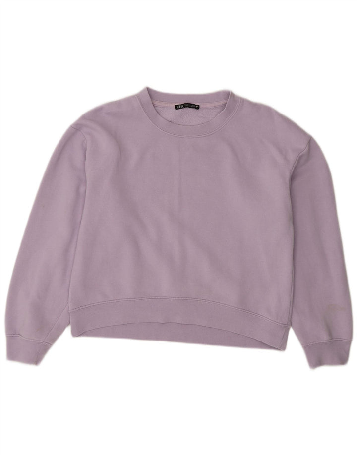 Felpa Zara Donna Maglione UK 14 Viola Medio