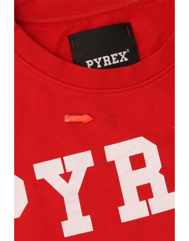 Pyrex Felpa con grafica da donna Maglione UK 14 Cotone rosso medio