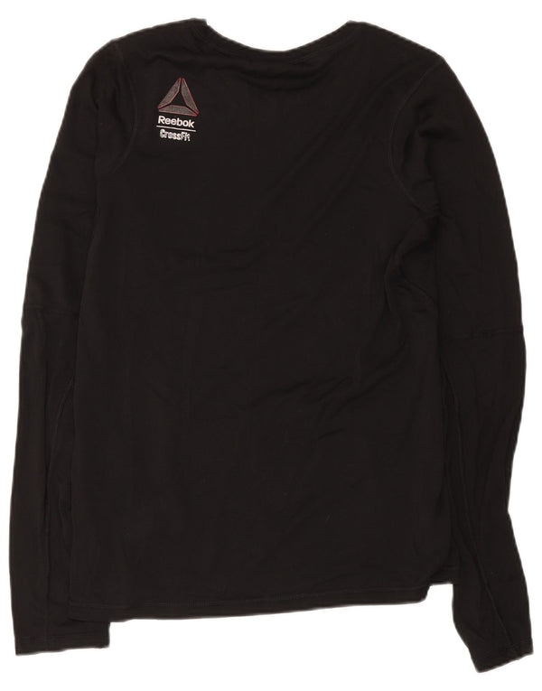Top Reebok Cross Fit da uomo a maniche lunghe in poliestere nero medio