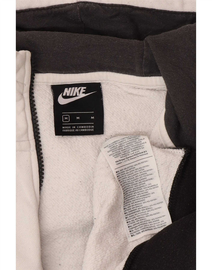 Maglione con cappuccio e zip da uomo Nike, cotone color block bianco medio