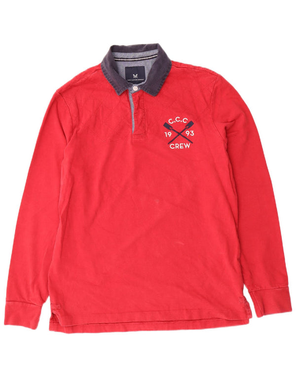 Crew Clothing Mens Graphic Rugby Polo Shirt Medium Red Colourblock