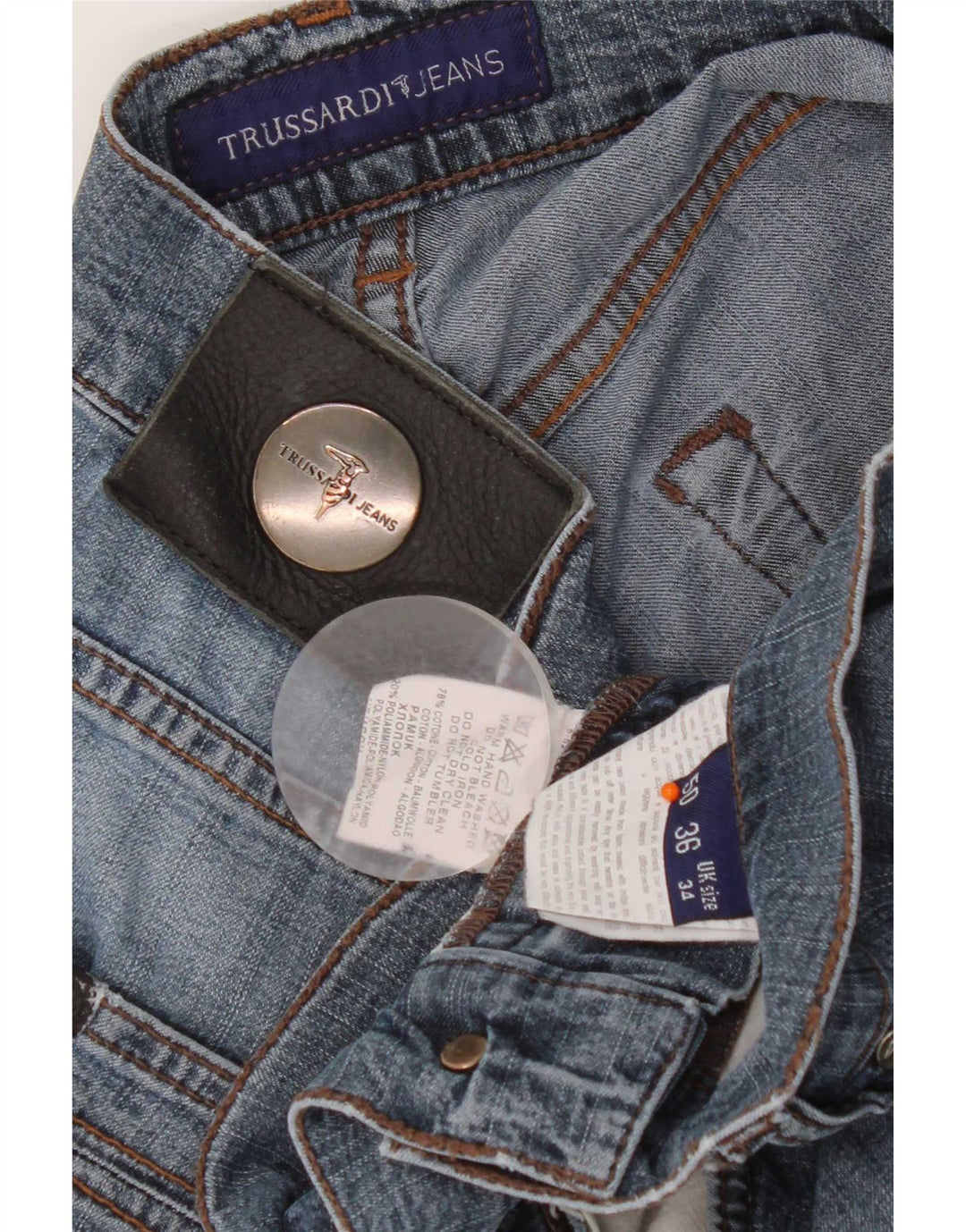 Jeans Straight Uomo Trussardi W34 L32 Blu Cotone