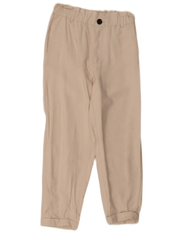 Pantaloni corti affusolati a vita alta da donna Zara piccoli W26 L25 viscosa beige
