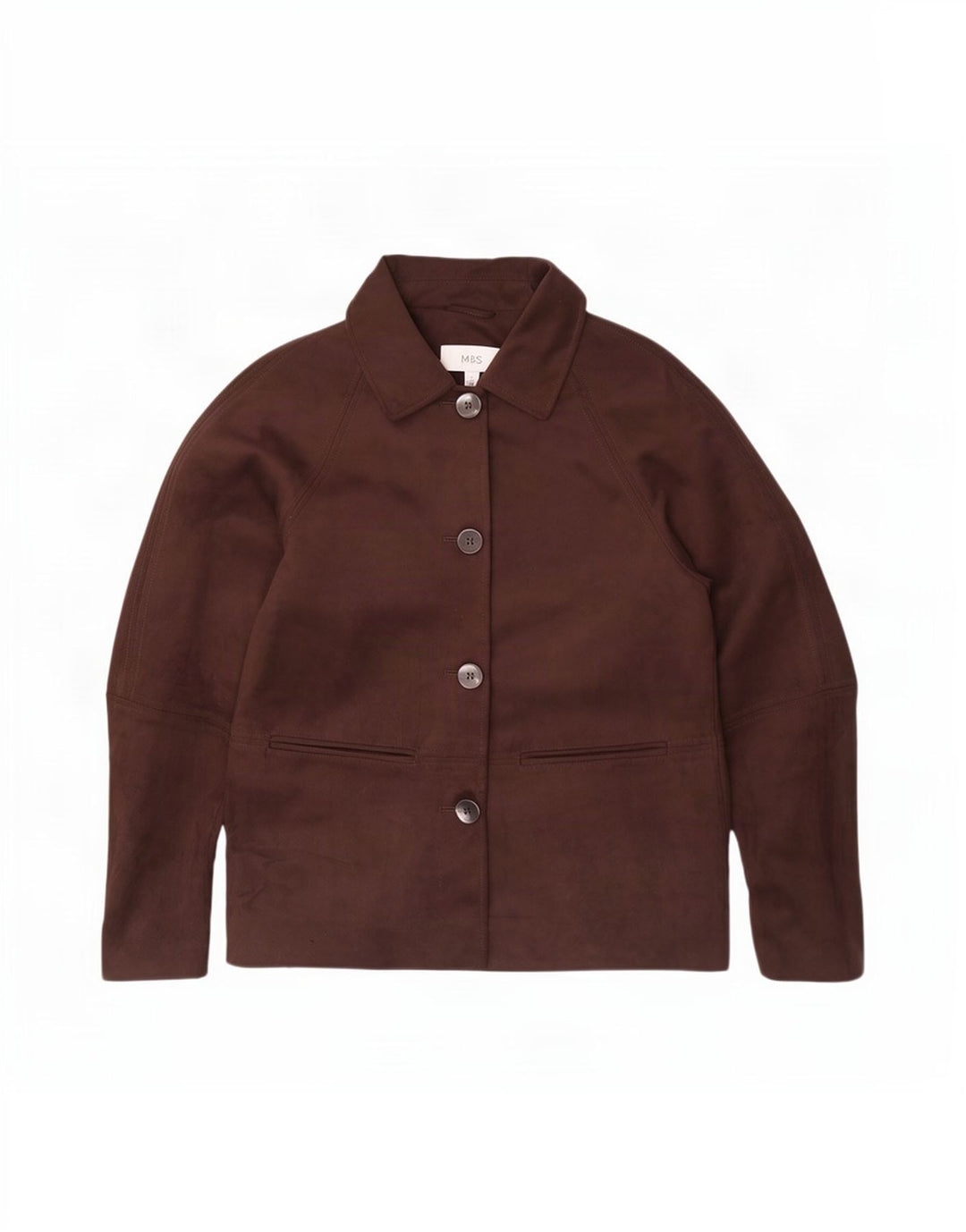 Giacca blazer a 4 bottoni Marks & Spencer da donna UK 10 piccola poliestere marrone