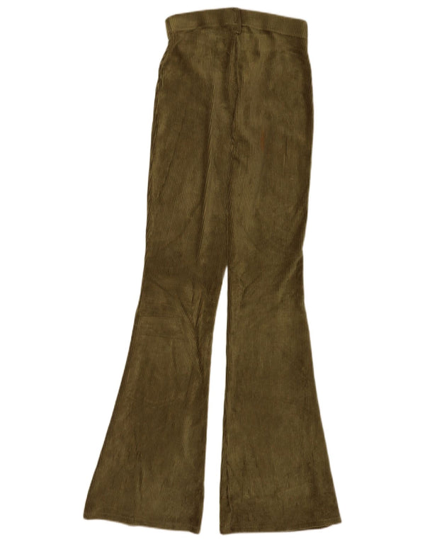Pantaloni da donna in velluto a coste svasati Topshop UK 6 XS W24 L32 cotone kaki