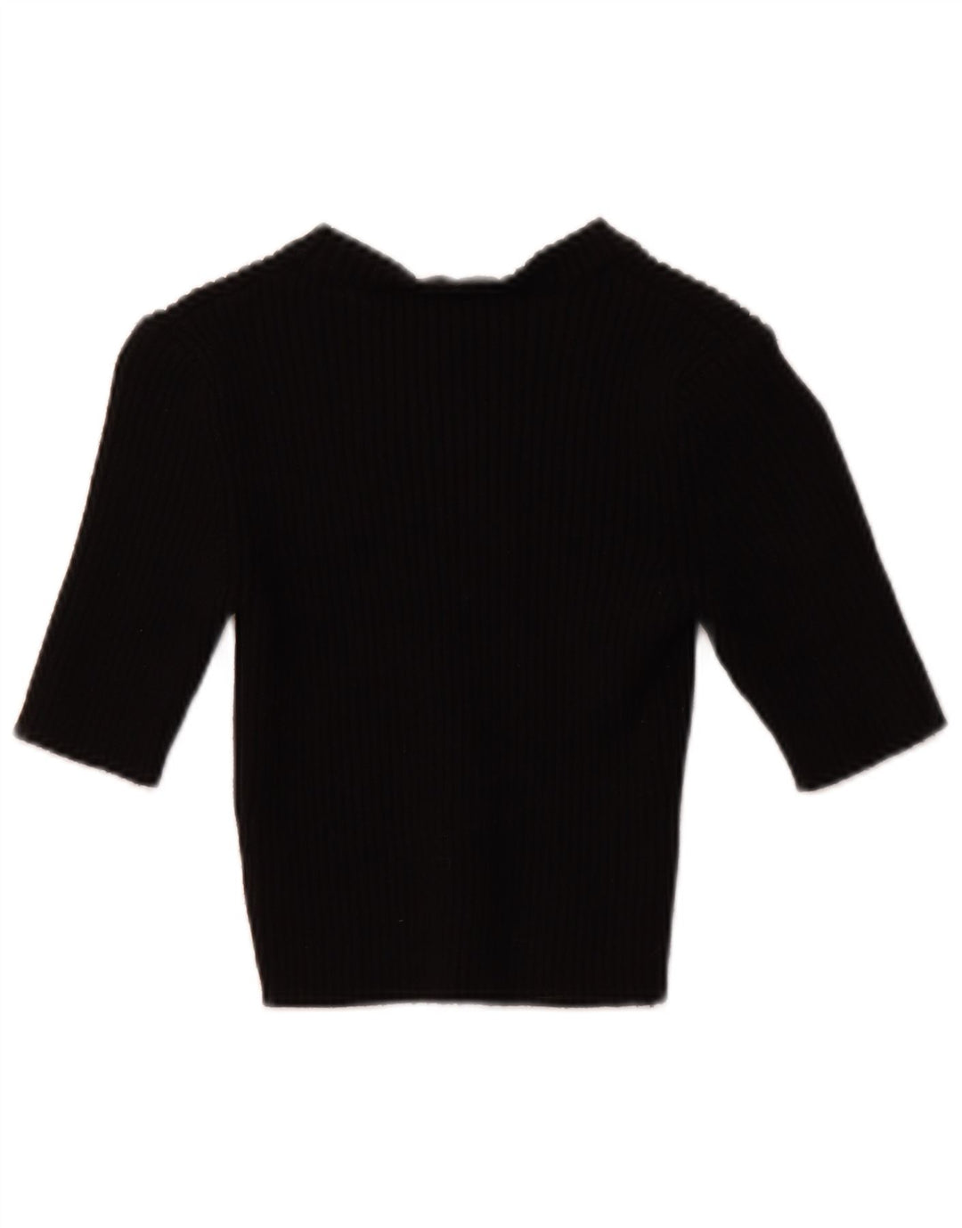 Maglione ZARA da donna corto con scollo a barchetta e maniche a 3/4 UK 14 grande nero