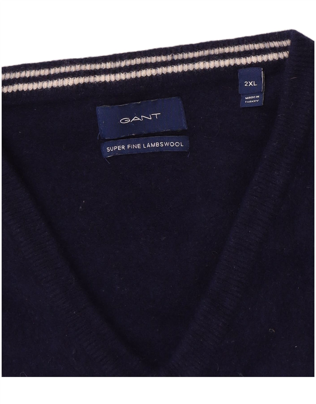 Gant Maglione da uomo con scollo a V 2XL in lana blu navy